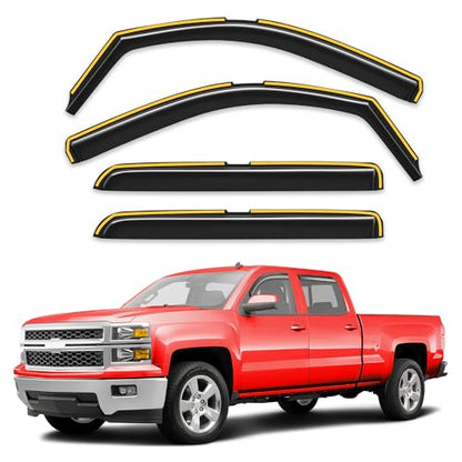 Window Visors Rain Guards for Chevy Silverado (Fit for 2014-2019 Silverado/GMC Sierra Crew Cab)