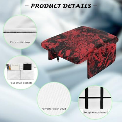 Bloody Print Cobweb Auto Center Console Cover Armrest Seat Box Cover Protector with 4 Storage Bags Middle Console Pad Arm Rest Covering for Car Side Storage Box for Women Men (Bloody Print Cobweb)