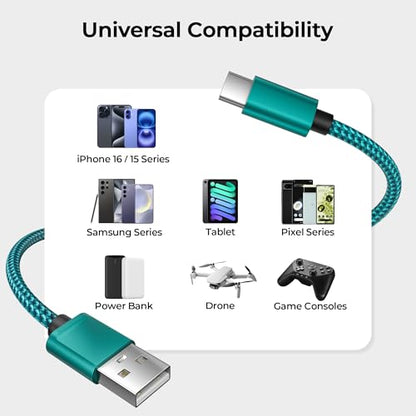 for iPhone 17 16 Pro Max Charger Cord (3Pack 3.3/6.6/10FT(1/2/3M) / 3 Pack / Green)