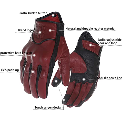Mens Touchscreen Riding Gloves GM028US Oxblood Black M (Medium / Oxblood/Black)