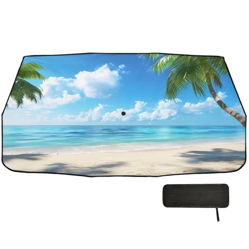 Car Front Windshield Sunshade (Beach, Palm Trees)