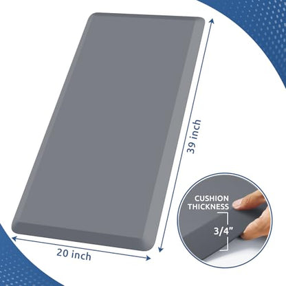 0.8" Thick Kitchen Mat Cushioned Anti Fatigue Rug Comfort Floor Mats (Grey / 39"L x 20"W x 0.8"Th)