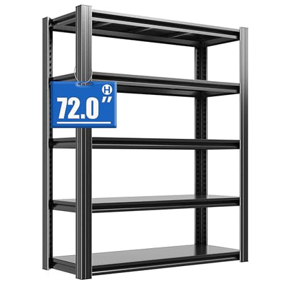 Metal Storage Shelving (Black / 5 Tier - (16"D x 36"W x 72"H))
