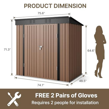 6' x 4' Outdoor Storage Shed (Brown / 6' x 4')