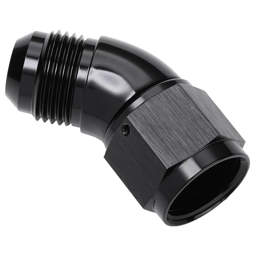 45 Degree 10AN Male to 10AN Female Swivel Full Flow Fitting Adapter Coupler Aluminum Black (10AN / Black - 45 Degree)