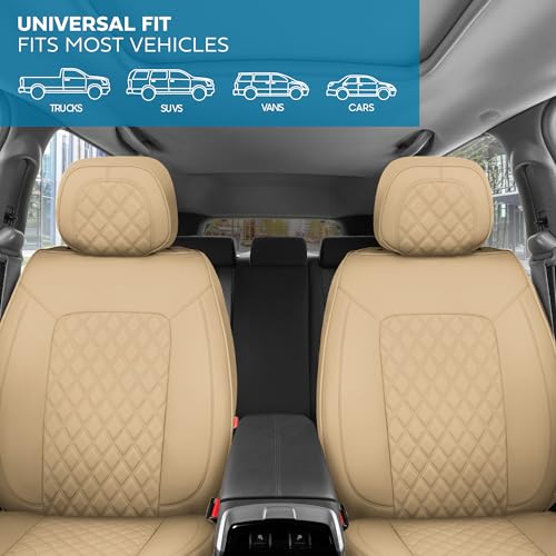 Curated Sandstone Napa Leather Seat Covers for Cars & SUVs (Beige (Sandstone) – Set / Full Set)