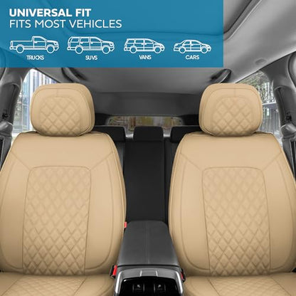Curated Sandstone Napa Leather Seat Covers for Cars & SUVs (Beige (Sandstone) – Set / Full Set)