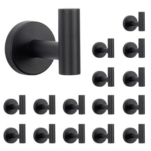 Bath Towel Hooks (Matte Black / 16 Pack)