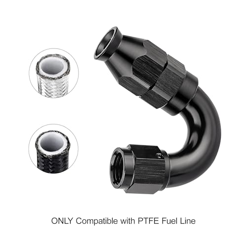 4AN 150 Degree PTFE One Piece Full Flow End Hose Fitting Aluminum Black (4AN / 150 Degree)