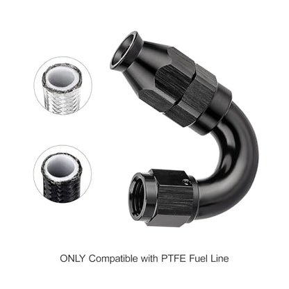 4AN 150 Degree PTFE One Piece Full Flow End Hose Fitting Aluminum Black (4AN / 150 Degree)