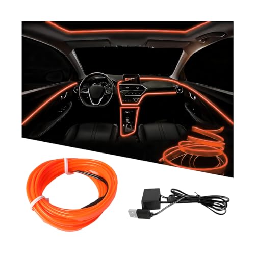 EL Wire Car LED Strip Lights (Orange / 16.5FT)