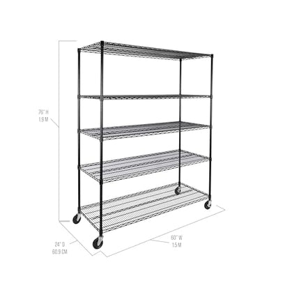 UltraDurable 5 (Black / 5-Tier Shelving, 60" W x 24" D)