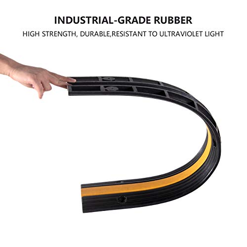 5 Pack Rubber Cable Ramp Hose Cable Protector Ramp 1 Channel 11000Lbs Load Capacity Traffic Speed Bump Wires Power Lines Extension Cord Cover for Indoor Outdoor (11000Lbs-1Channel-5Pack)