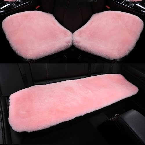 Pink Genuine Sheepskin Car Rear Seat Cover for Fuzzy Back Cushion (Pink)