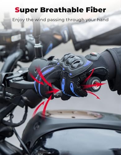Motorcycle Gloves for Men (Blue / XX-Large)