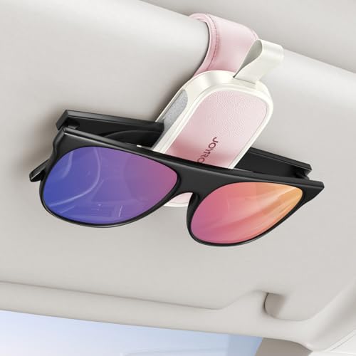 Magnetic Leather Sunglass Holder for Car Visor (1 Pack / Pink)