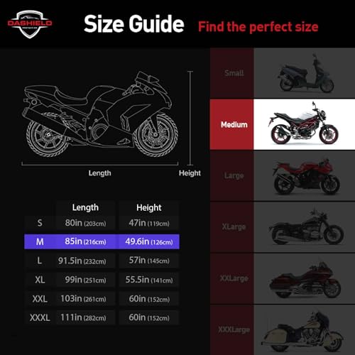 Ultimum Series Motorcycle Cover Waterproof All Weather Protection Universal Heavy Duty Night Reflector with Lock (M)