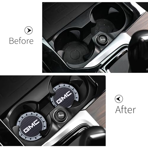 Car Cup Holder Coaster for GMC Sierra Denali Canyon Terrain Yukon Jimmy Acadia Recessed Silicone Cupholder Coaster Interior Accessories 2.75IN 2Pack 04 (Gray-07)
