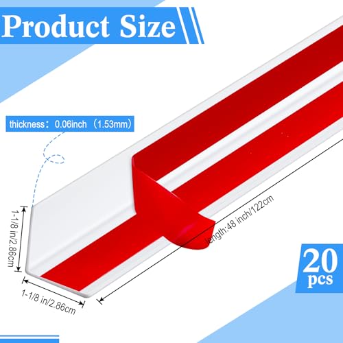 20 Pcs 1-1/8 x 48 Inches Wall Corner Protector Guards with Self Adhesive, White Plastic Vinyl Corner Shield Trim Molding for Furniture Door Tables Cabinet Edge, Avoid Scratching, Easy Install (1-1/8 x 48 Inches / White)