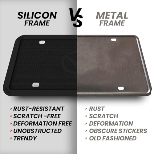 Black Silicone License Plate Frames 2 Pack (License Plate Frames with Covers)