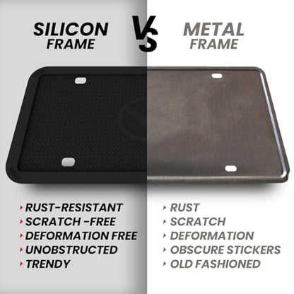 Black Silicone License Plate Frames 2 Pack (License Plate Frames with Covers)