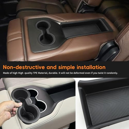 Rear Cup Holder Insert & Organizer Tray Compatible with 2023 2024 2025 2026 Honda Pilot Accessories