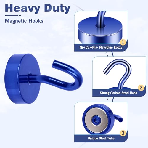 Magnetic Hooks Steel Tube Design for Cruise (Navyblue / 40lb Magnetic Hooks)