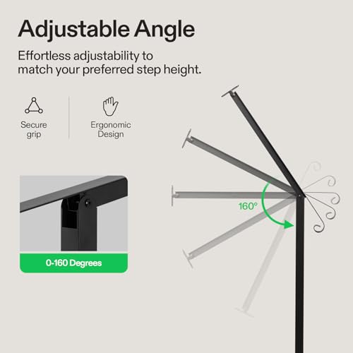 4 Step Stair Handrail 48"x39" Wrought Iron with 1 Curved End Black (Black / 4 Steps)