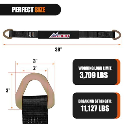 2" x 38" Axle Tie Down Straps with D (4Pcs 2in x 38in Axle Tie Down Straps Black)