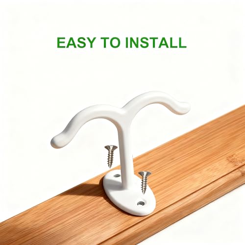 10 Pcs Zinc Alloy Ceiling Double Hook Cabinet Wardrobe Coat Towel Hat Hook Hooks Under Cabinet Shelf (White)