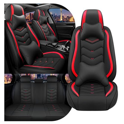 Car Seat Covers for Chrysler Pacifica 2004 (Full Set with Pillow / Black Red)