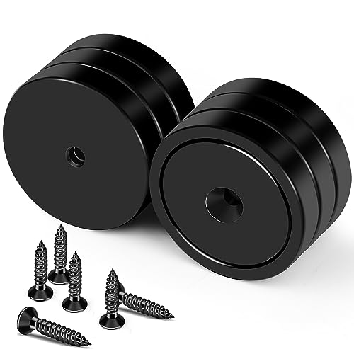 Strong Magnets Heavy Duty Screw On Neodymium 150LBS Magnet 6 Pack (Black / 1.42in)