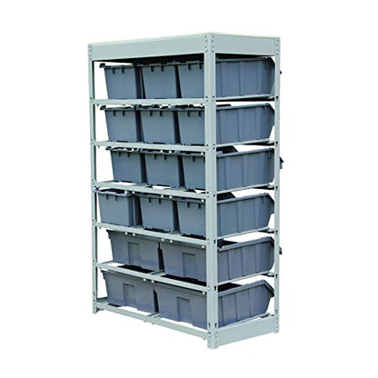 Bin Rack Storage System Heavy Duty Steel Rack Organizer Shelving Unit w (6 Tiers - 16 Bins)