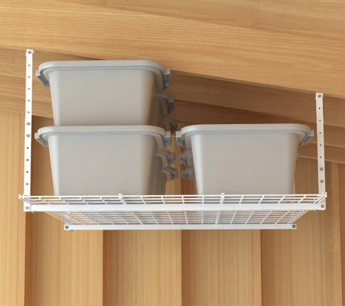 Overhead adjustable Garage Storage Rack (White / Storage)