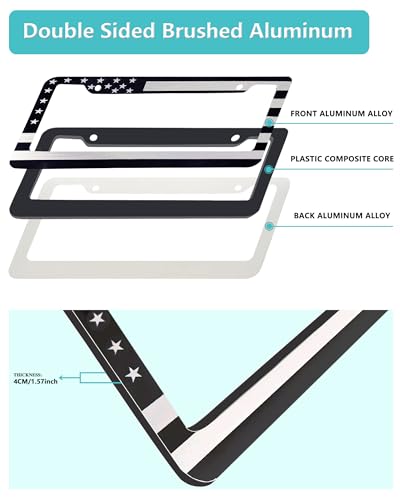 American Flag License Plate Frame (Black Aluminum)