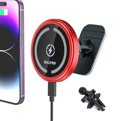 for MagSafe Car Mount Charger iPhone Wireless Car Charger (15W Red)