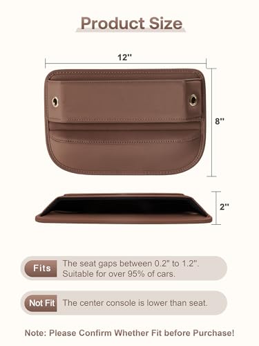 Premium Leather Car Seat Gap Filler Organizer (03 Brown, 1 Pack)