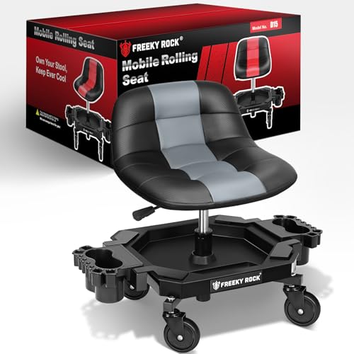 Rolling Stool with Wheels (Carbon Fiber Gray)
