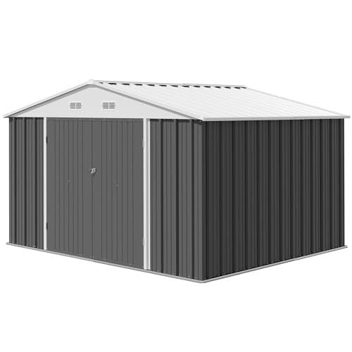 10x8 FT Outdoor Storage Shed (Gray / 10x8 FT)