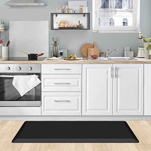Kitchen Mat Cushioned Anti Fatigue Kitchen Rug Non Slip Standing Mat Comfort Floor Mats for Sink Office (Black / 39"L x 17.3"W x 0.8"Th)