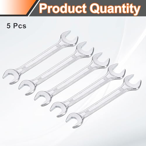 5pcs Double Open End Wrench 12mm x 13mm Metric 15 Degree Offset Angle Small Flat Head Wrench Galvanizing Open Ended Spanner for Automotive Repair Furniture Assembly (12mm x 13mm)