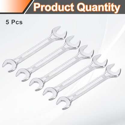 5pcs Double Open End Wrench 12mm x 13mm Metric 15 Degree Offset Angle Small Flat Head Wrench Galvanizing Open Ended Spanner for Automotive Repair Furniture Assembly (12mm x 13mm)