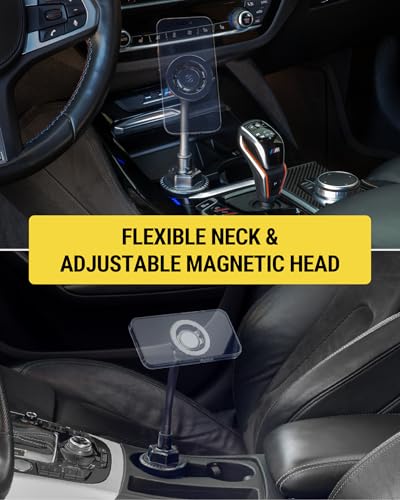 MagicMount™ SMSCUP Magnetic Cup Holder Phone Mount with Adjustable Gooseneck and Magnet Head (Cup Holder / 1 Pack / Black)