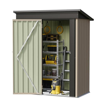5x3 FT Outdoor Storage Shed with Floor Frame (Brown / 5x3 FT)