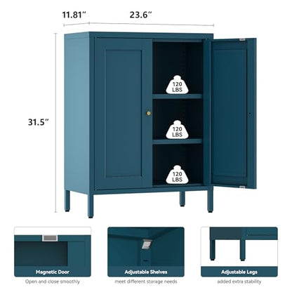 Metal Bathroom Storage Cabinet (Blue / 31.5"H 2 Doors)