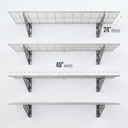 Steel Garage Wall Shelves 4 (24"x48" (4-Pack) / Hammertone)
