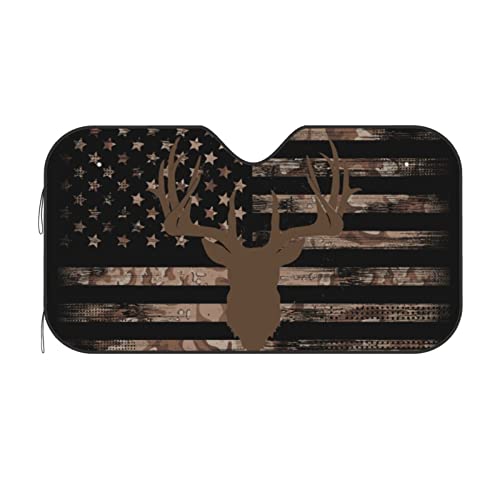 American Flag Camouflage Car Windshield Sunshade Front Window Sun Visor Protector Foldable Shield Cover for Truck SUV (White9 / Small)