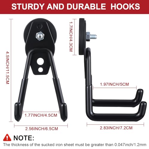26 Pcs Large Magnetic Hooks Heavy Duty Garage Magnet Hooks Strong Storage Utility Magnetic Hangers with Anti Slip Rubber Coating for Indoor and Outdoor Hanging (Black)