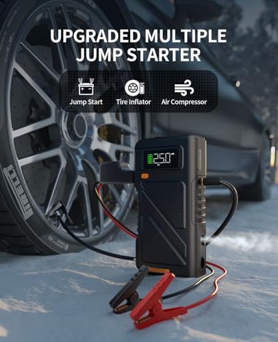 8000A Jump Starter with Air Inflator & Deflator Compressor (Black-9IN1)