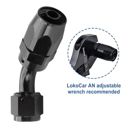 Swivel 12AN Fitting 45 Degree For CPE Braided Hose End Black 2Pcs (12AN 45° 2Pcs)